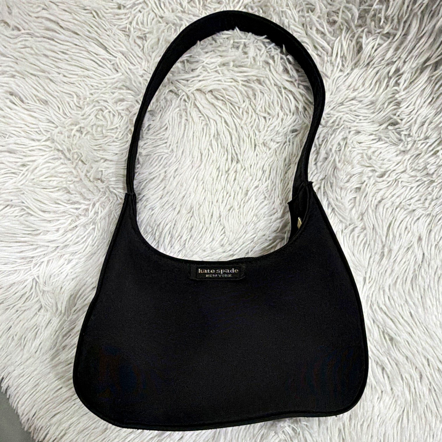 Kate Spade New York Black Crescent Shoulder Bag Zip Silver Hardware Kate Spade New York Black Crescent Shoulder Bag Zip Silver Hardware