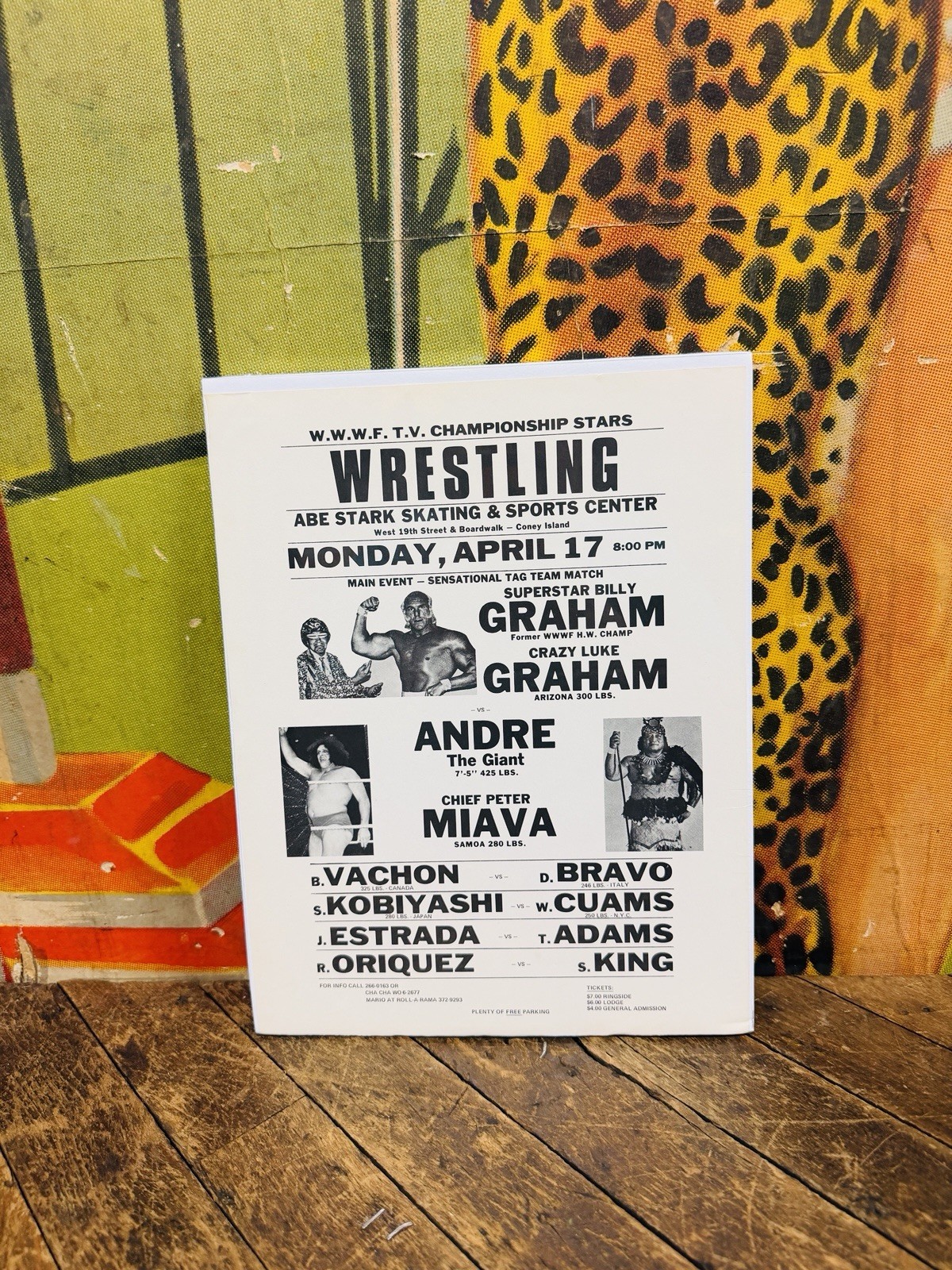VINTAGE WWWF FLYER POSTER SIGN WWF WWE AWA NWA WCW NWO ANDRE GIANT LEGENDS RETRO