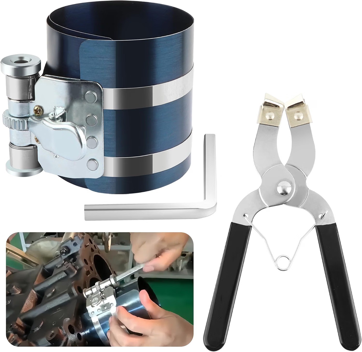 Piston Ring Compressor Installer Removal Tool for Car Engine with Piston Inst