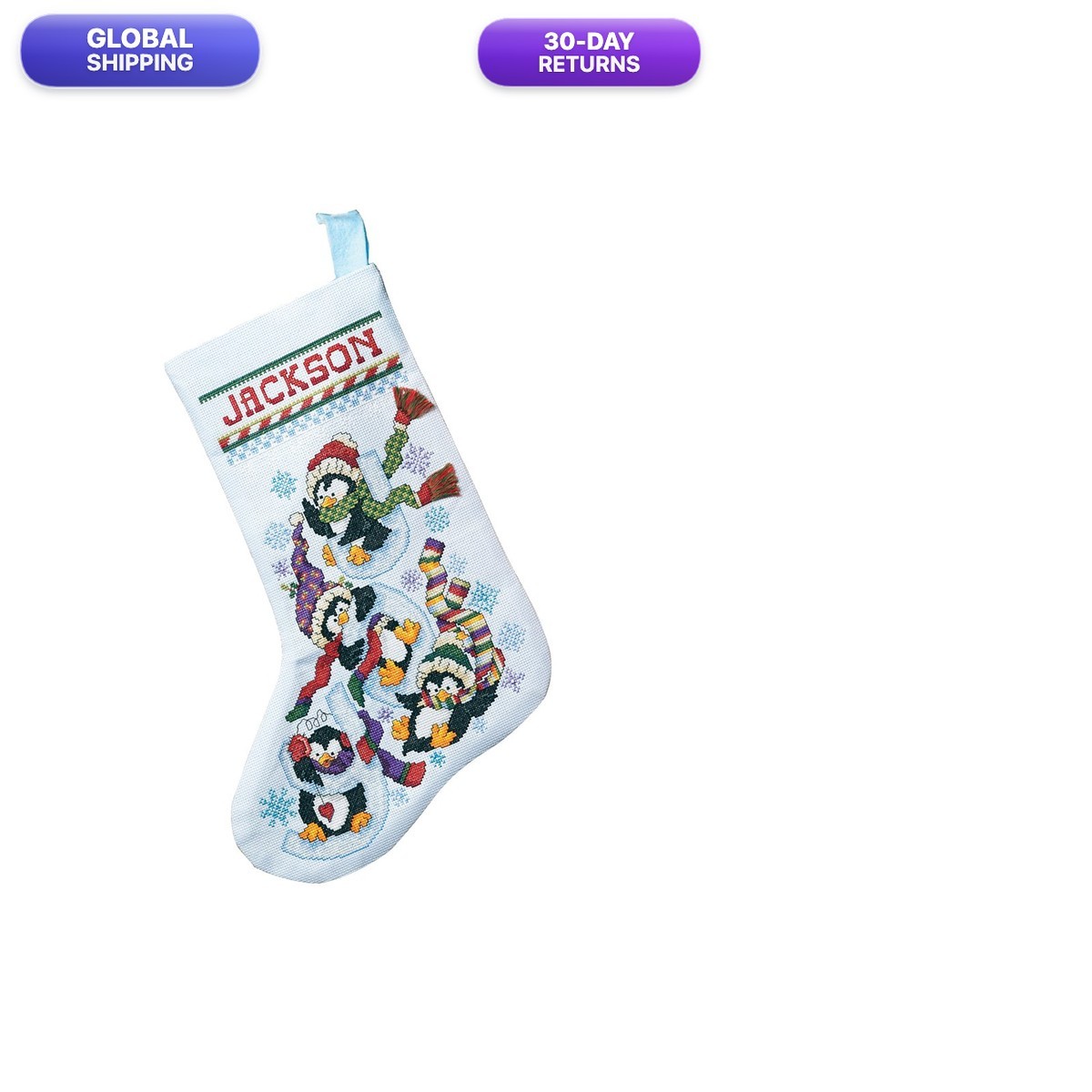 Janlynn 80-0477 Penguin Joy Stocking Cross Stitch Kit 18\ Janlynn 80-0477 Penguin Joy Stocking Cross Stitch Kit 18\