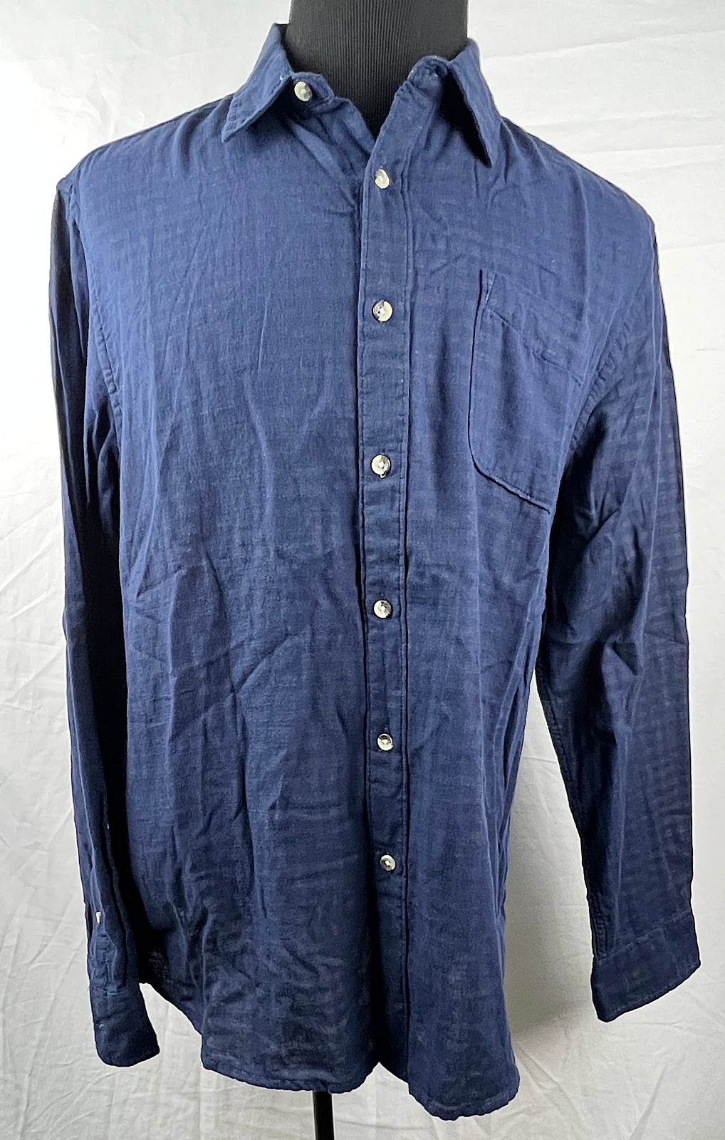 NWOT Sonoma Blue Solid/Plaid Button-Front Gauzy Cotton 2-Layer L/S Shirt L NWOT Sonoma Blue Solid/Plaid Button-Front Gauzy Cotton 2-Layer L/S Shirt L