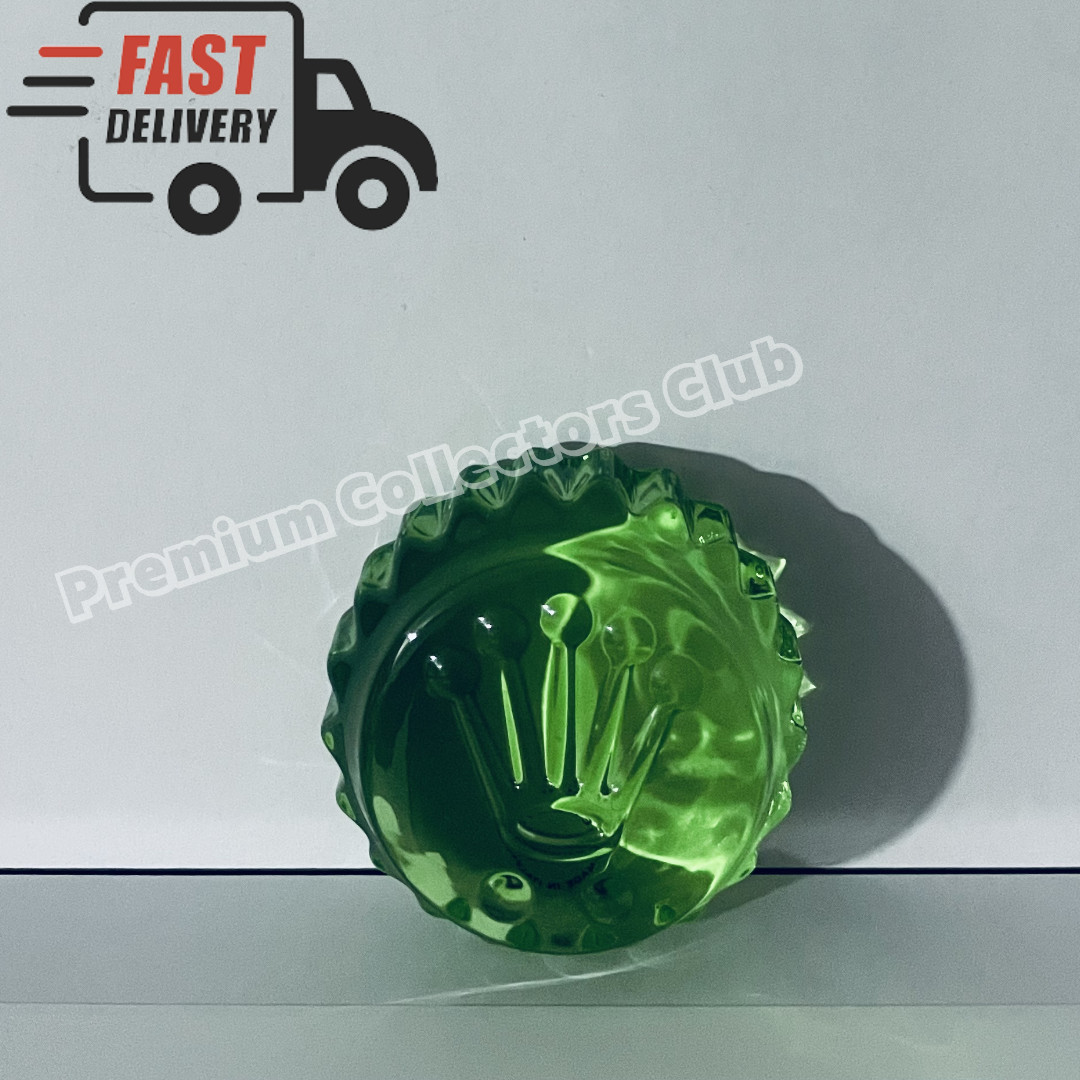 ROLEX Triplock Italian Green Glass Paperweight Green Crystal Moon Cake Salviati' ROLEX Triplock Italian Green Glass Paperweight Green Crystal Moon Cake Salviati'
