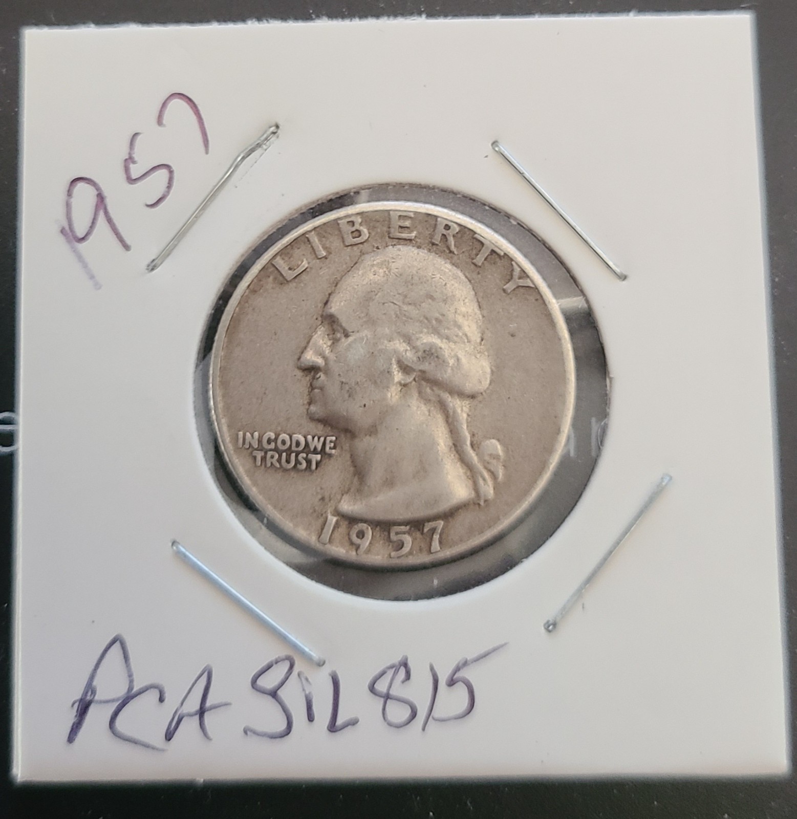 Rare Errors 1957 Silver Washington Quarter 25c, No Mint Mark MMAO #PCASIL815