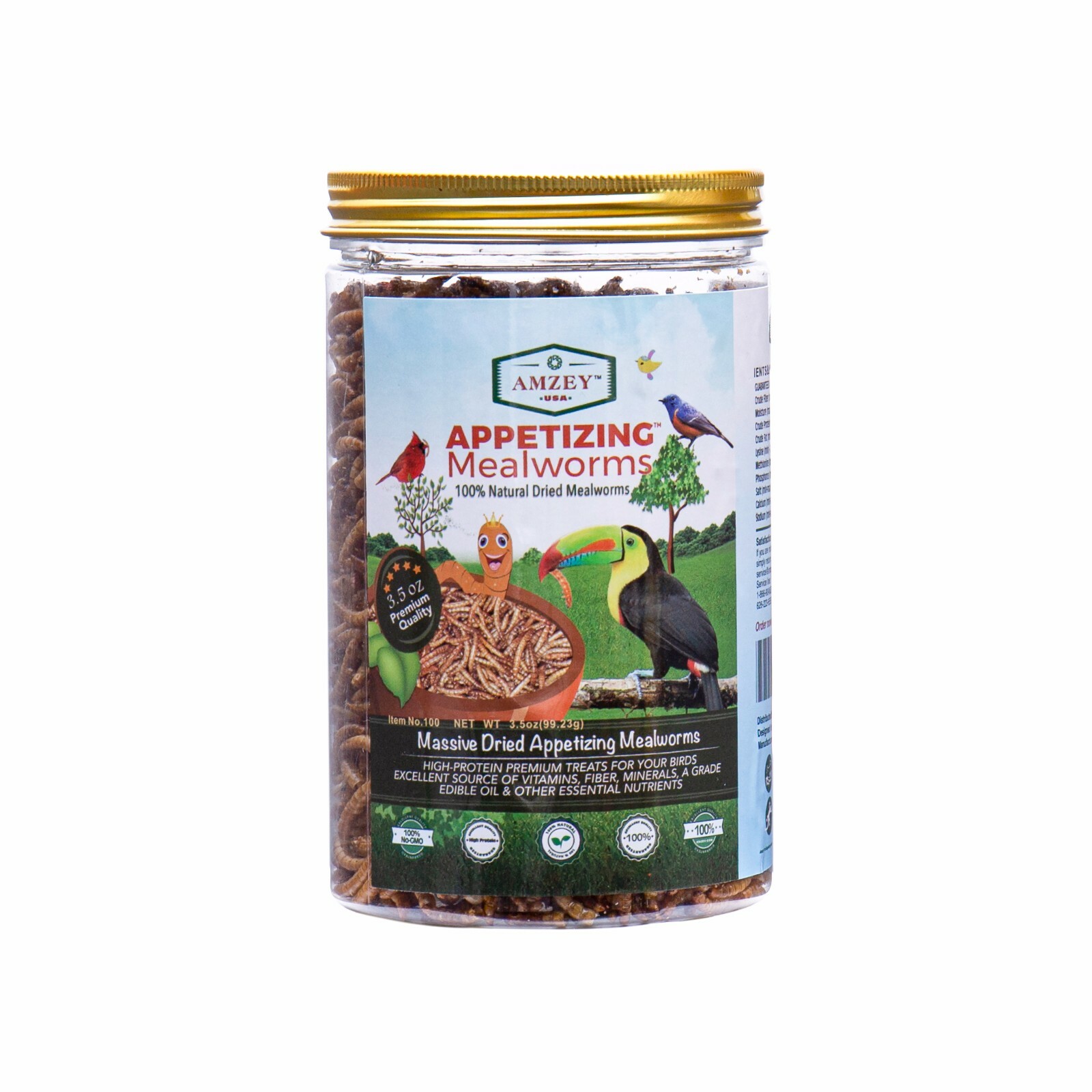 Amzey Non-GMO Dried Mealworms for Chickens, High in Protein Mealworm Treats LOTS