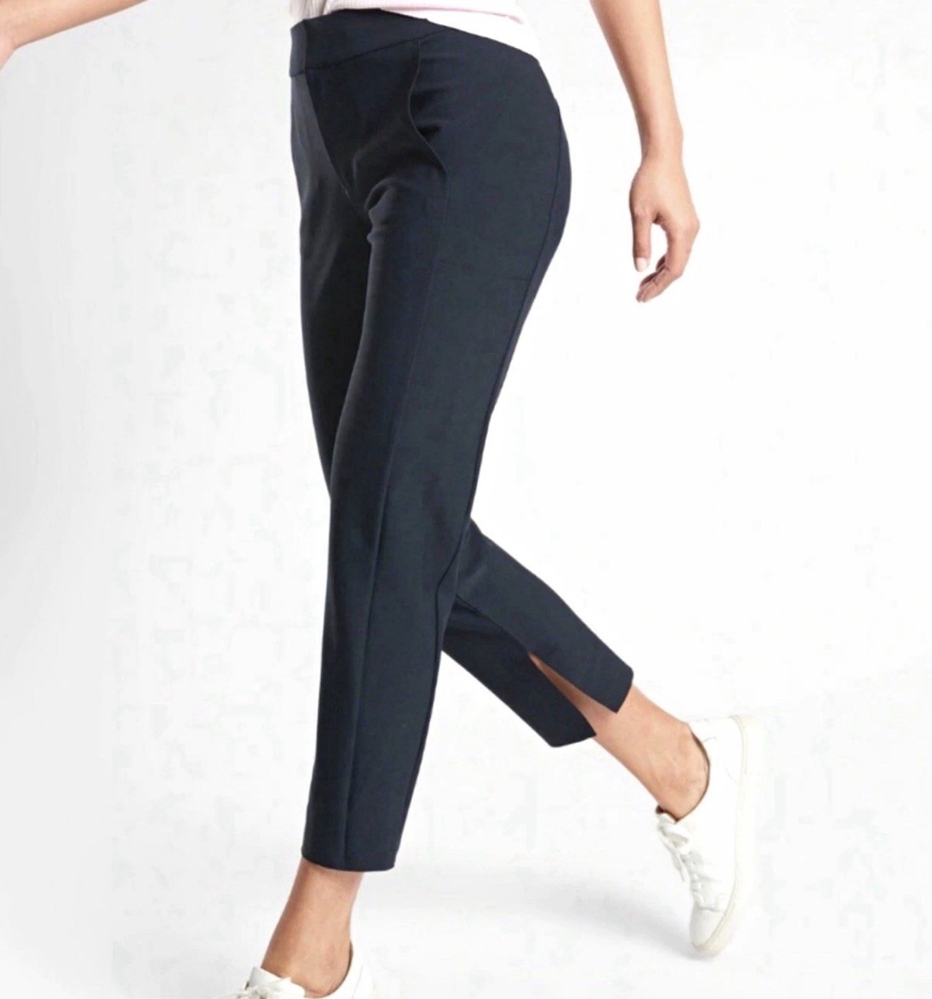 Athleta Black Stellar Straight Crop Pants Office Wear Travel Minimalist 8