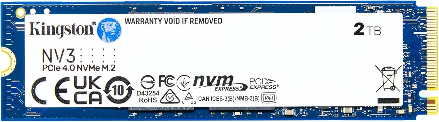 Kingston NV3 M.2 2280 2TB PCIe 4.0 x4 NVMe SSD SNV3S/2000G Up to 6000 MB/s