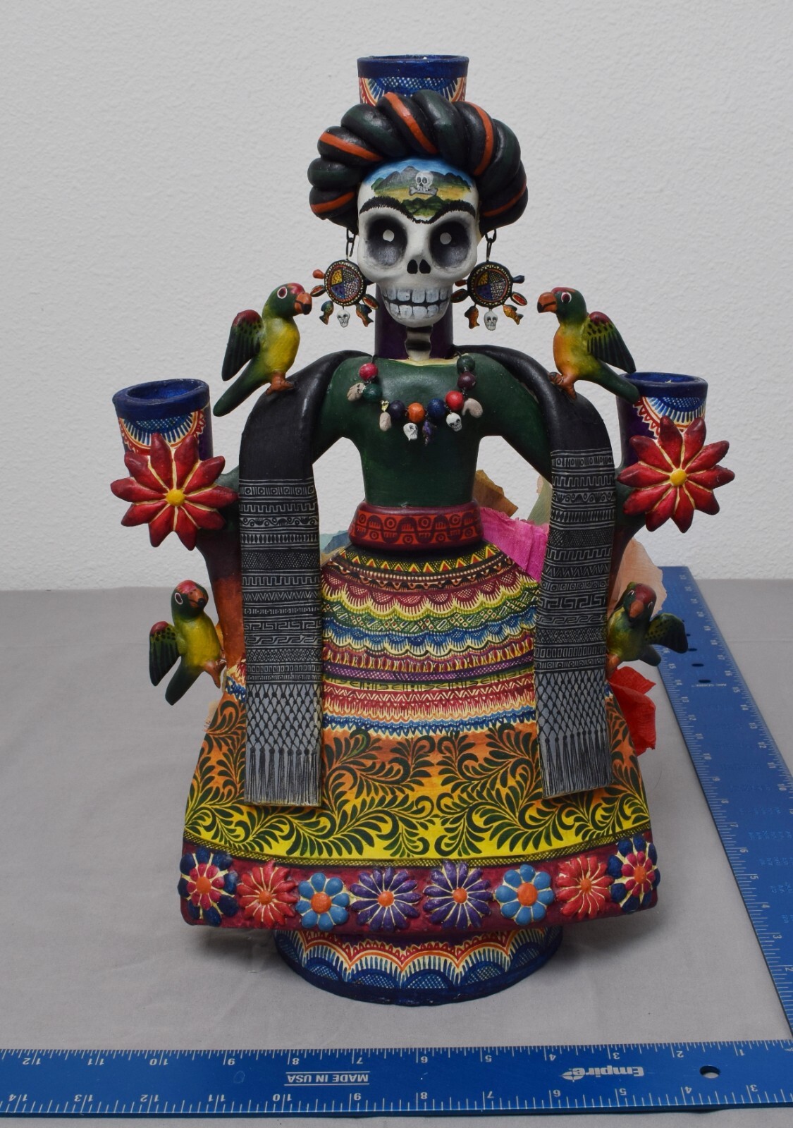 VTG Alfonso Castillo Tree of Life Candleholder 15” SIGNED Día de los Muertos