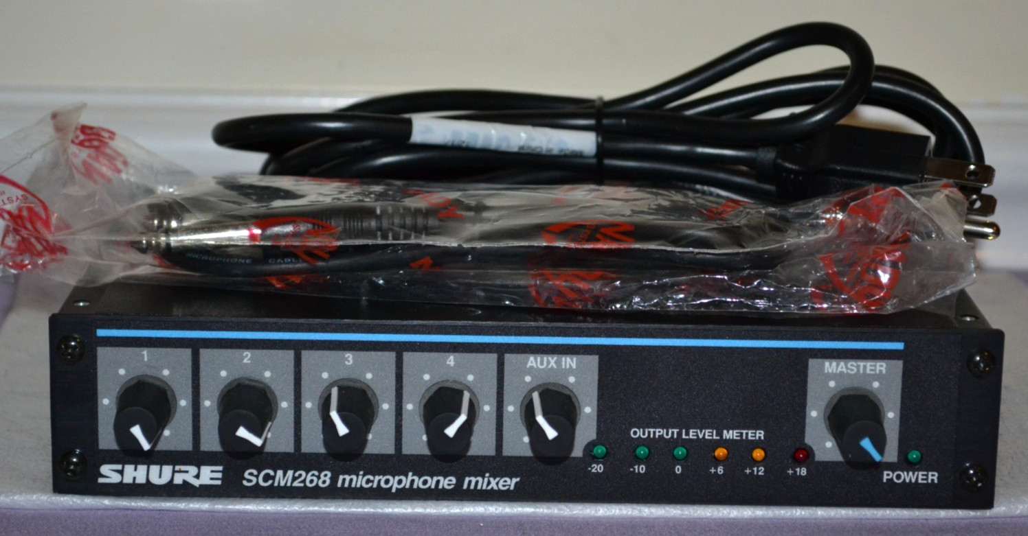 Shure SCM268 4-Channel Microphone Mixer With Power Cord - New Open Box