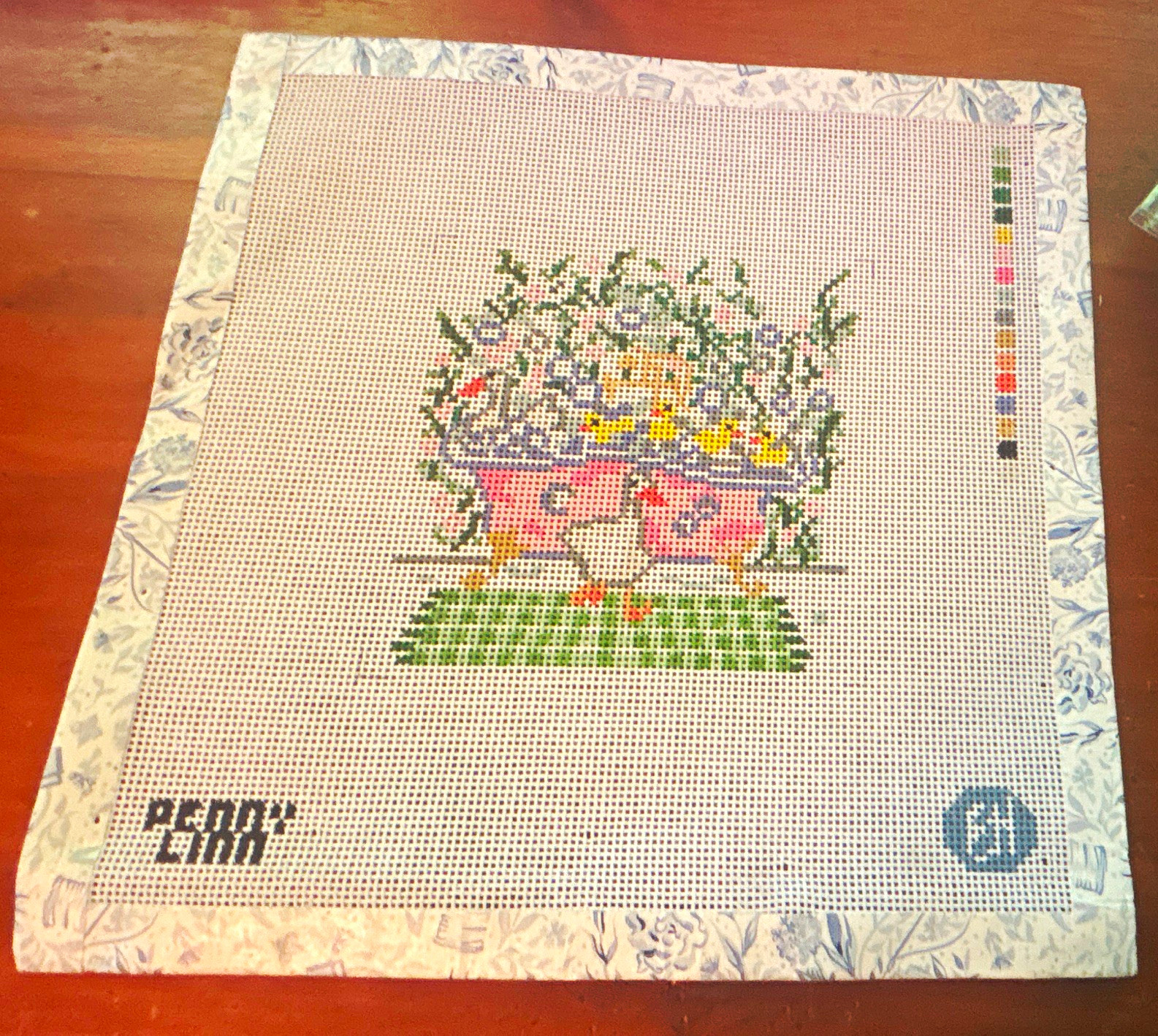 Hand Painted 18 Count Needlepoint Canvas Multicolor Square Mono Weave, SK