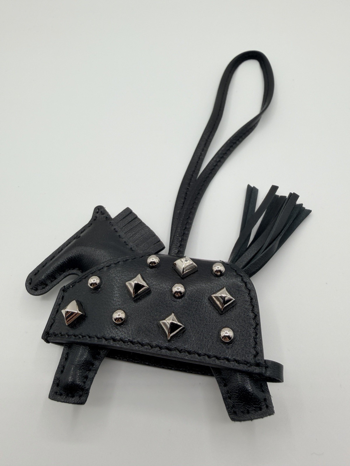 Hermes Horse Rodeo Robeo Rock PM Craie Silver Studded Milo Leather Bag Charm Hermes Horse Rodeo Robeo Rock PM Craie Silver Studded Milo Leather Bag Charm