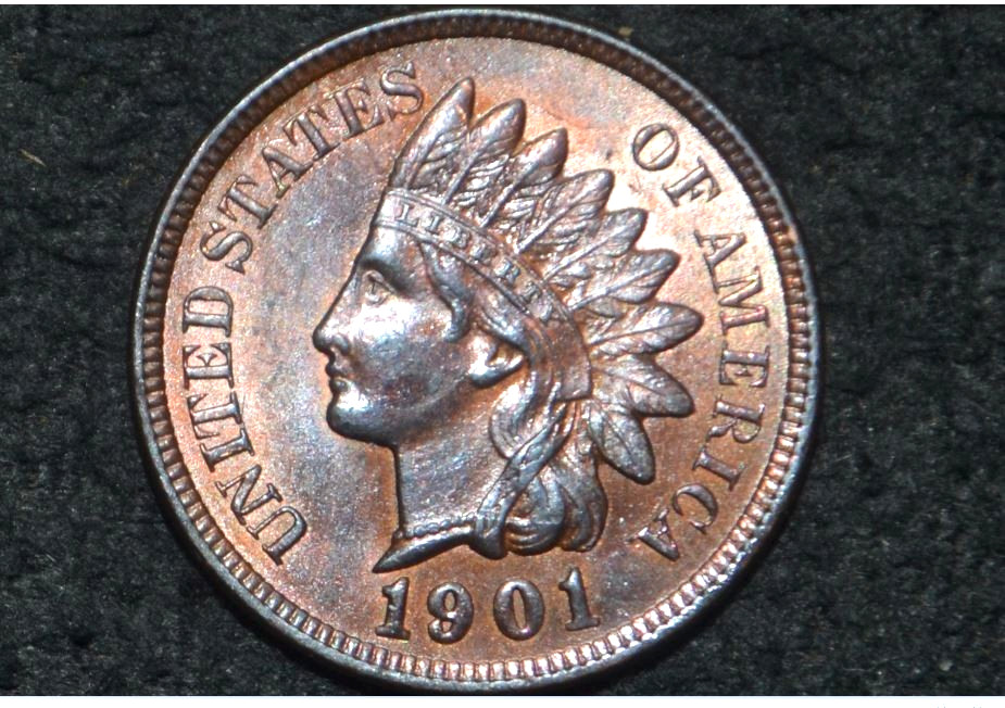 1901 Indian Head Cent * CHOICE GEM BU * RED-BROWN * FULL LIBERTY * 4 diamonds