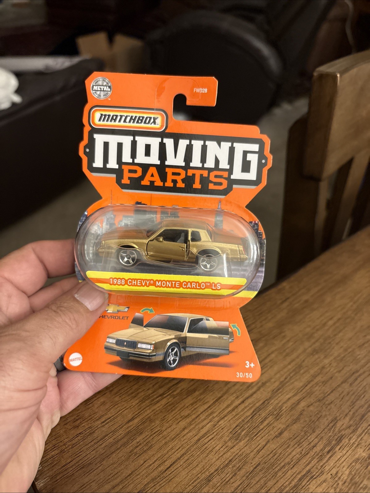 MATCHBOX MOVING PARTS 1988 CHEVY MONTE CARLO LS 1/64 DIECAST CAR GOLD