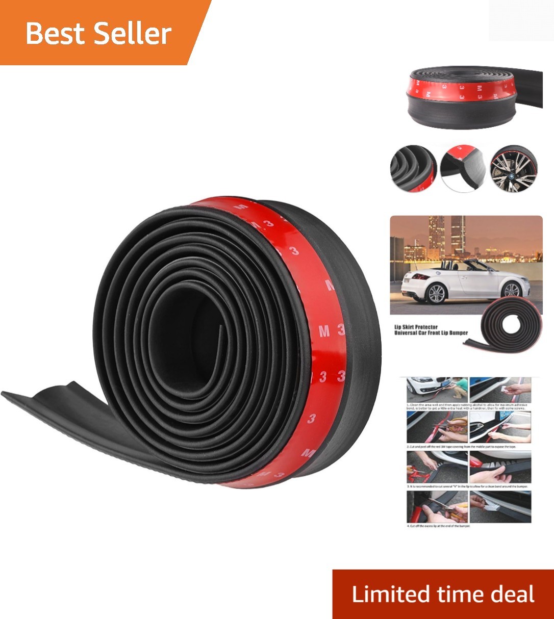 Universal 2.5M Black Car Front Bumper Spoiler Lip Splitter - Easy Installation Universal 2.5M Black Car Front Bumper Spoiler Lip Splitter - Easy Installation