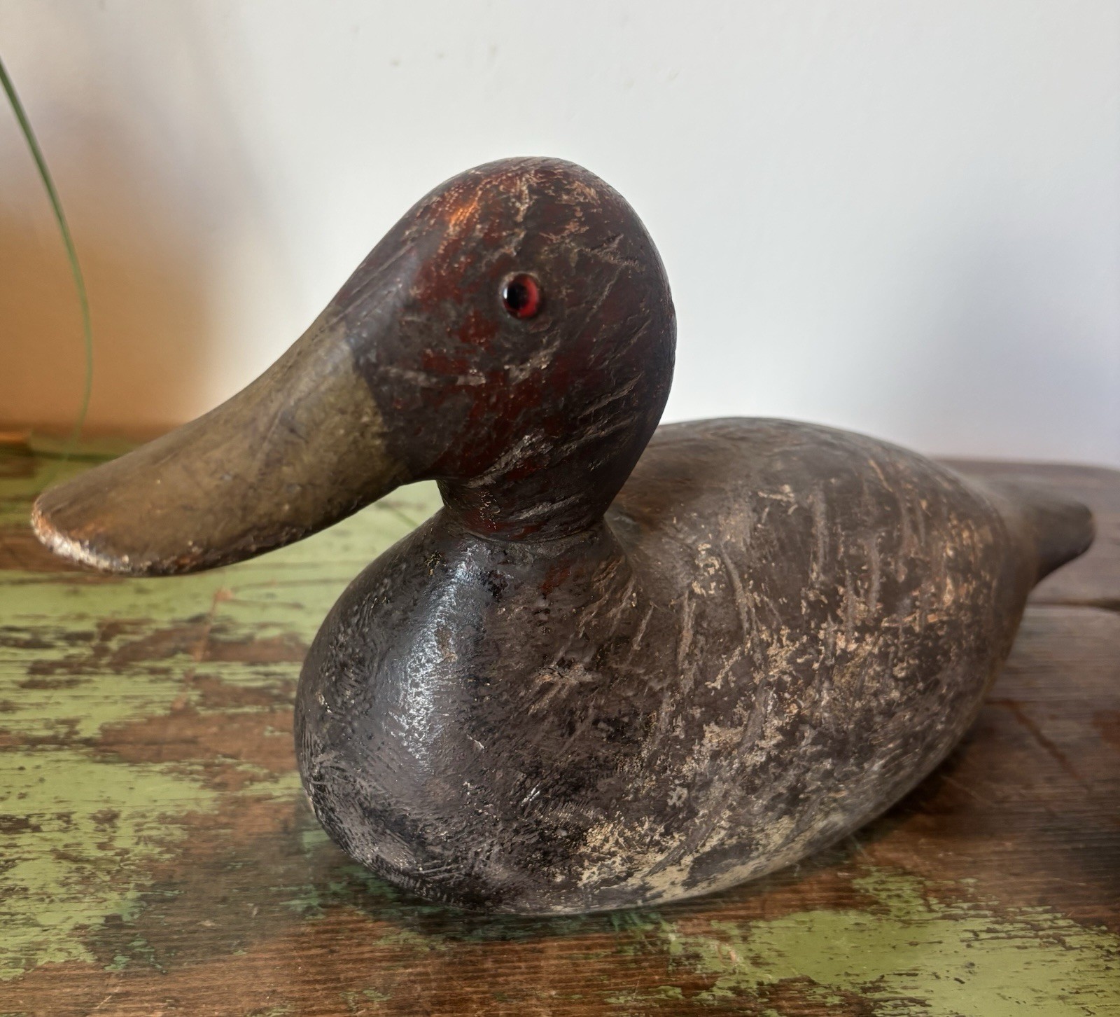 Antique Evans Decoy Co Ladysmith Wisconsin Wood Duck Decoy Stamped