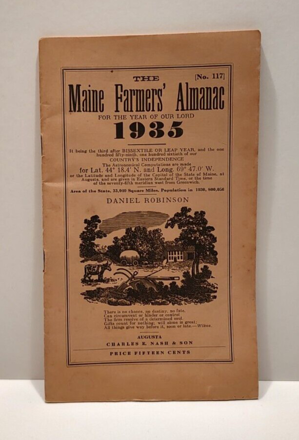 The Maine Farmer\'s Almanac 1935 Daniel Robinson No. 117 Historical Reference