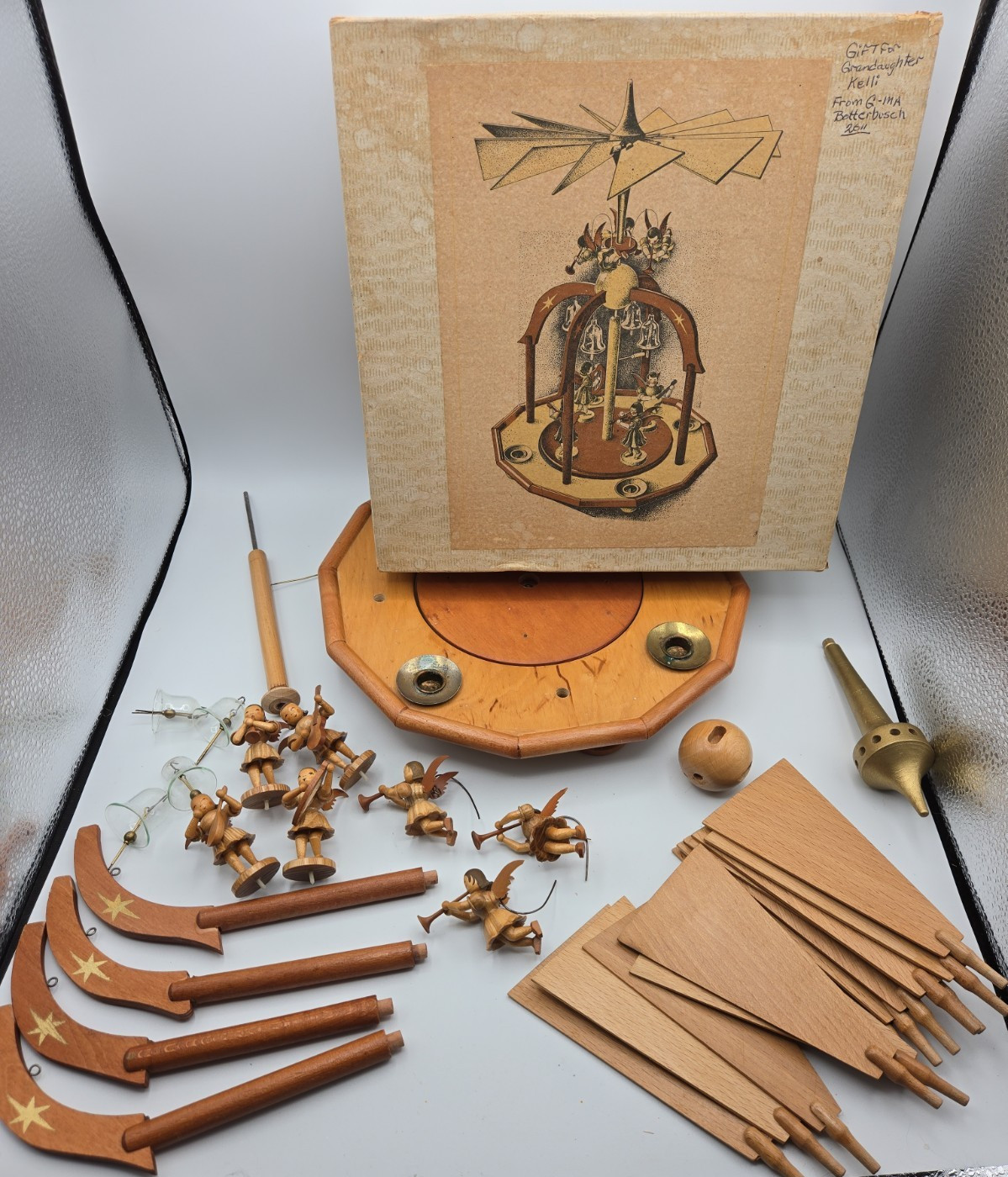 RARE Vintage Erzgebirge German Wooden Christmas Pyramid Complete Original Box