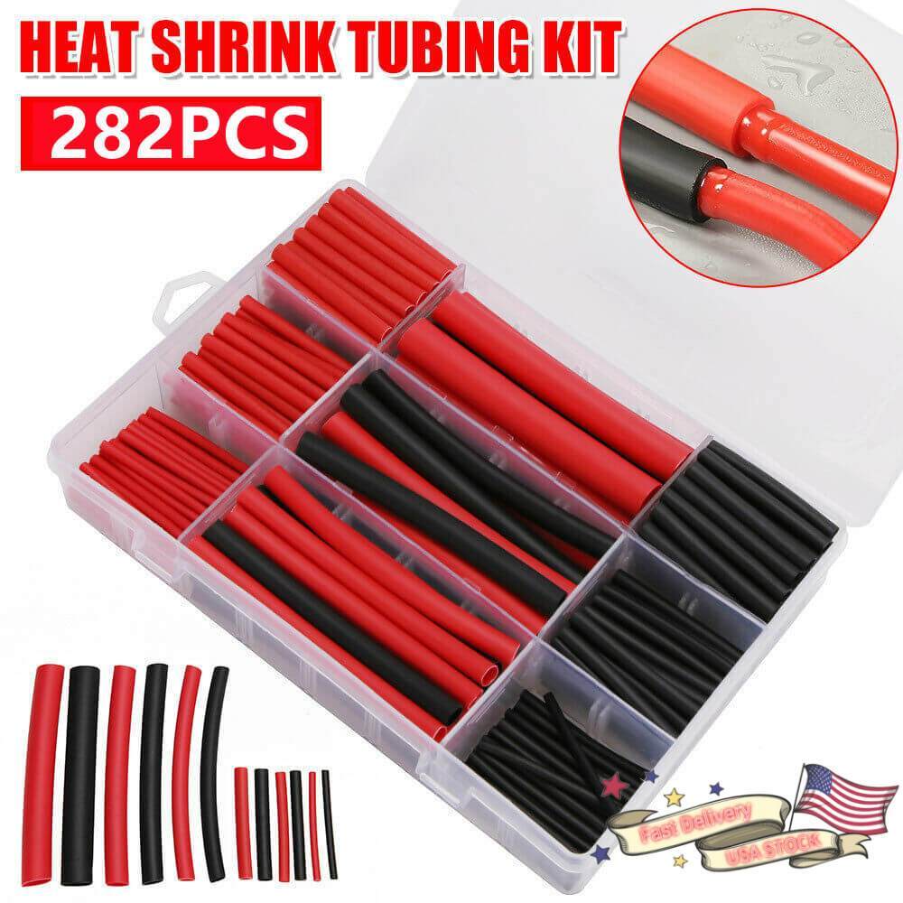282PCS Black Red Heat Shrink Tubing 3:1 Marine Grade Waterproof  Adhesive Lined