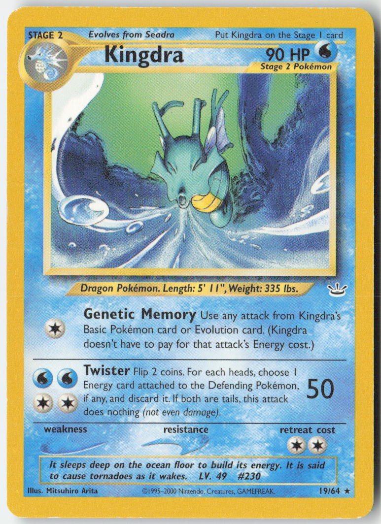 Kingdra 19/64 Rare Neo Revelation Pokemon Unlimited Moderately Played