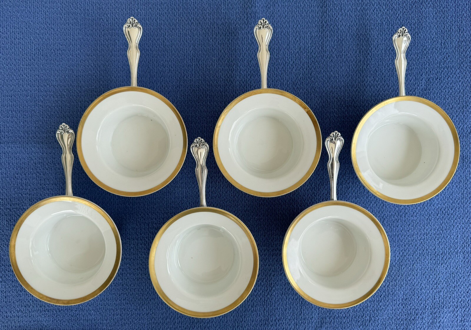 Porcelain Ramekin & Sterling Holders Wallace Hampton George & Martha Westmorland