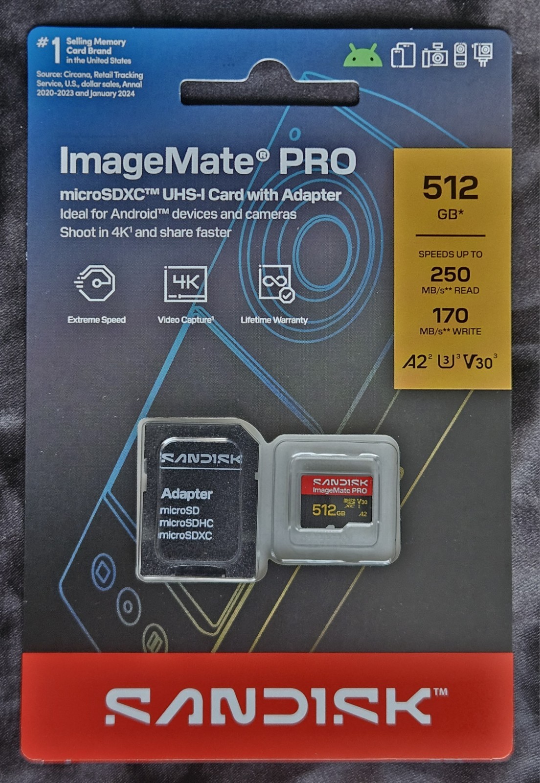 SanDisk ImageMate Pro 512GB microSDXC UHS-I Memory Card Android 4k Camera NEW SD
