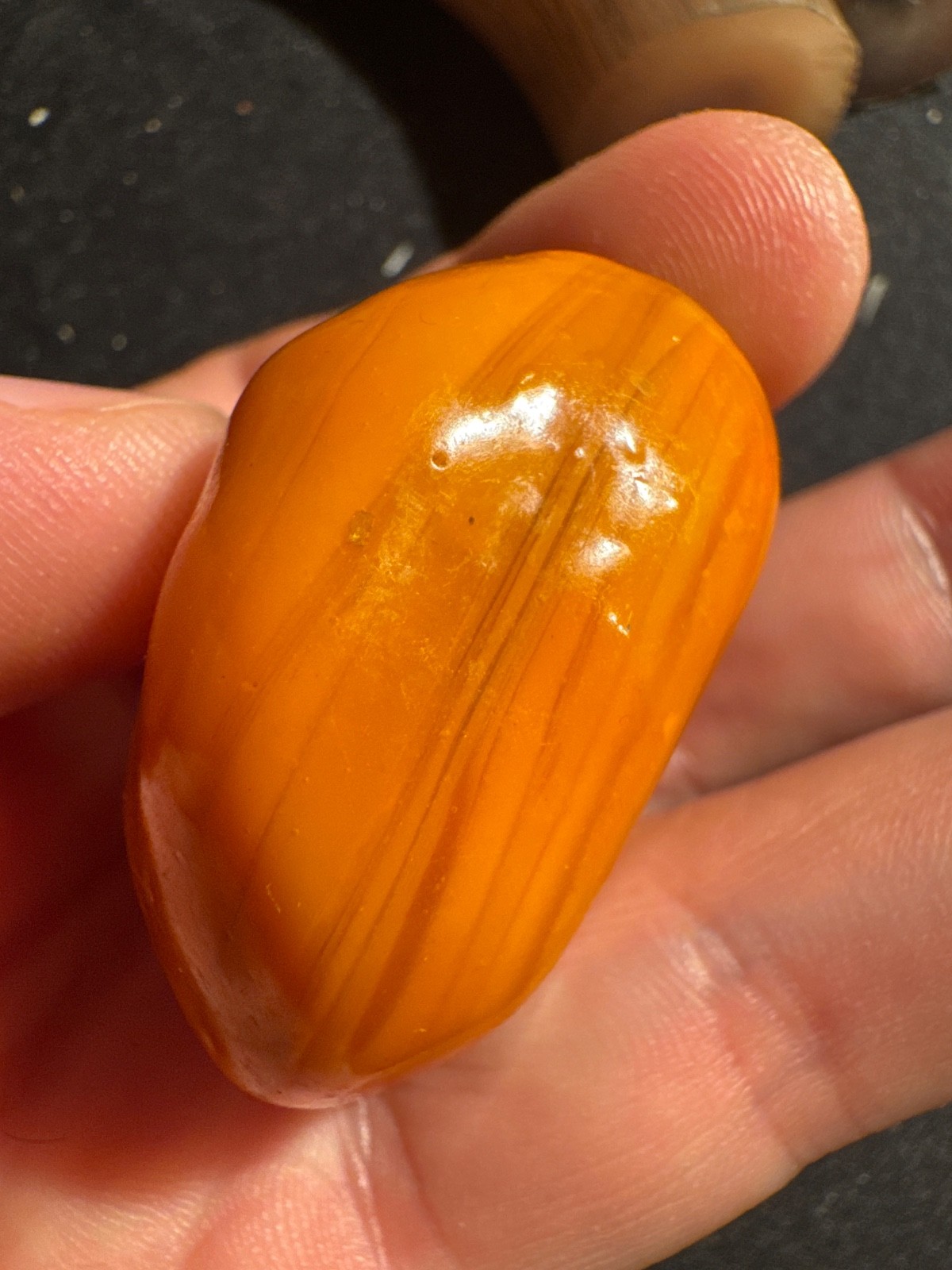 Antique Moroccan Berber Amber Bead Luban 27.9g - Rare Parallel Flow Strata Line