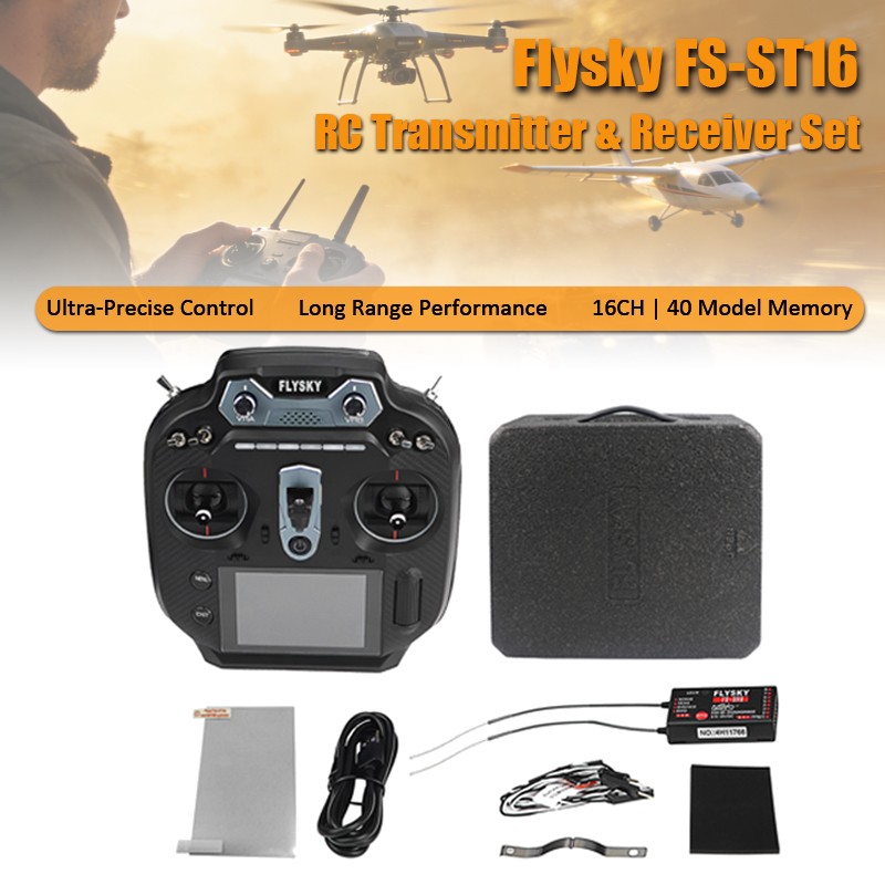 Flysky FS-ST16 16CH ANT RC Transmitter & Receiver Set 4096 Hall Voice Alert