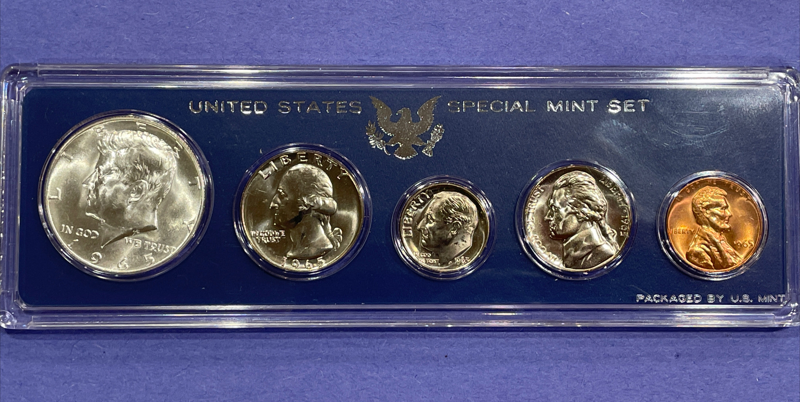 1965 US Special Mint Set Coins In Genuine Govt. SMS Holder Nice