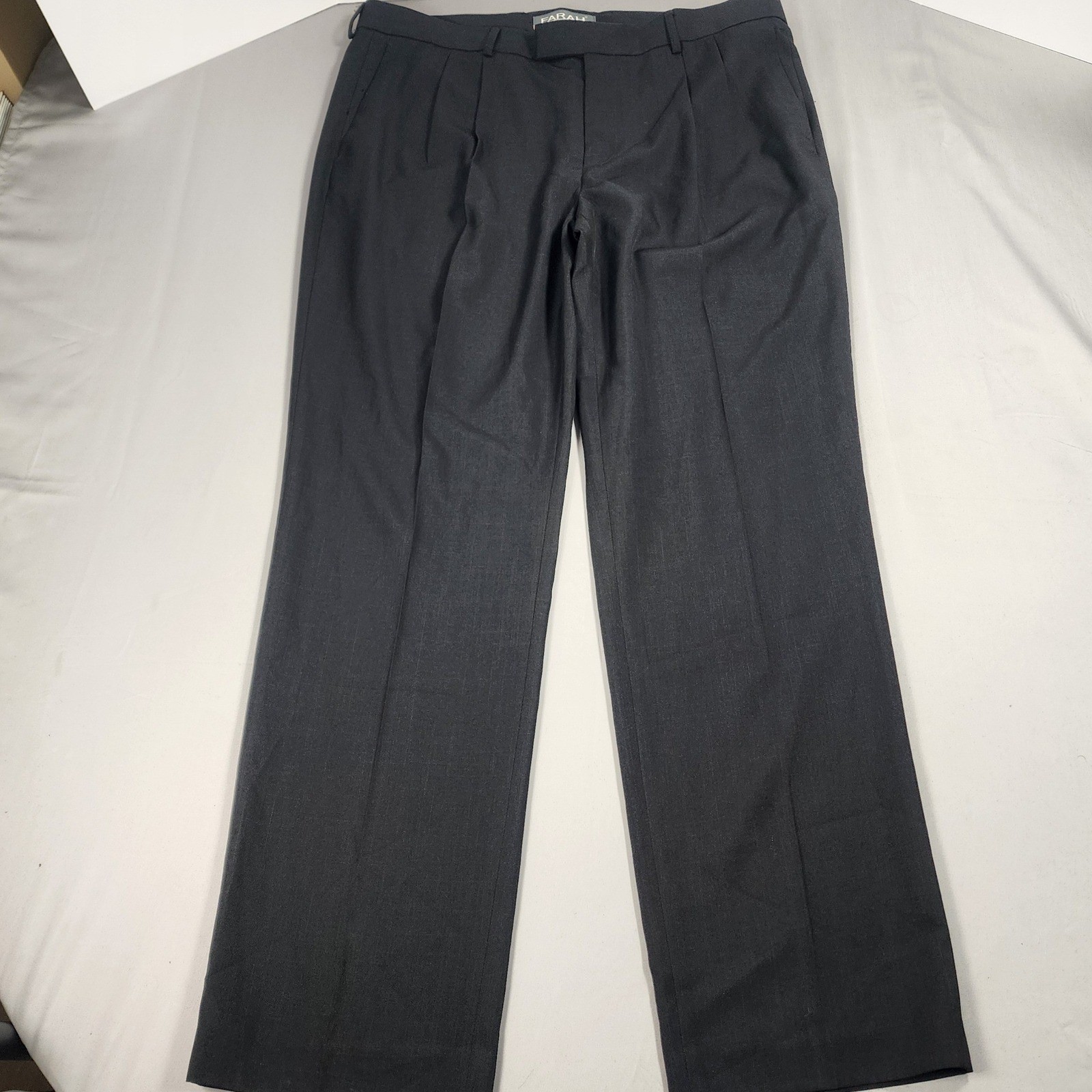 Farah Mens Pleated Dress Pants Charcoal Gray Trousers 39x32 Classic Fit