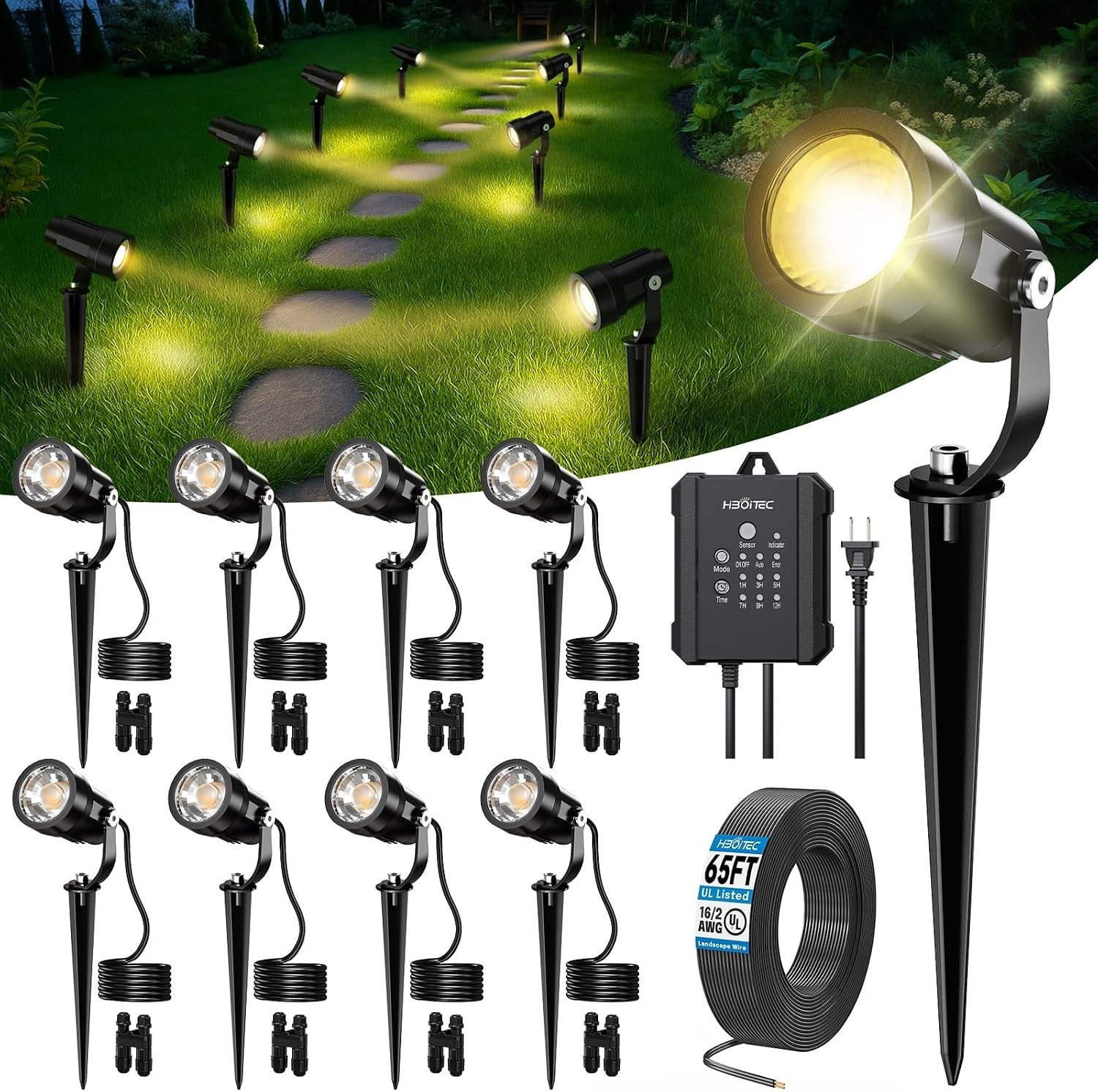 All-in-One Outdoor Low Voltage Landscape Lighting Kit 2700K, 8 PCS All-in-One Outdoor Low Voltage Landscape Lighting Kit 2700K, 8 PCS