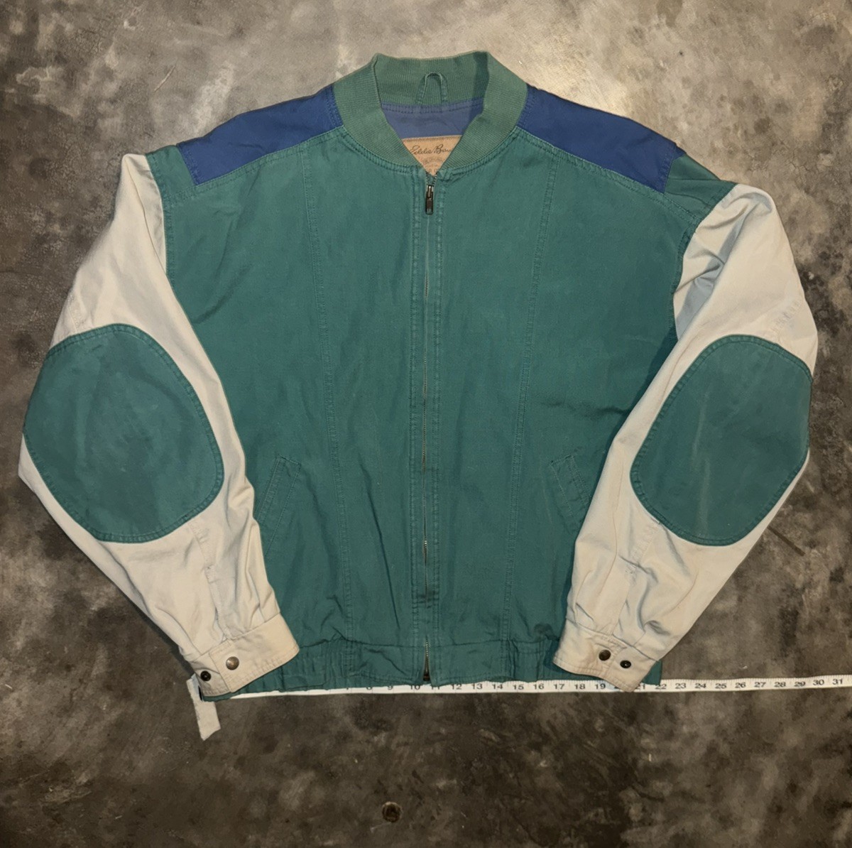 Vintage 90s Eddie Bauer Cotton Elbow Patch Bomber Jacket Size Large