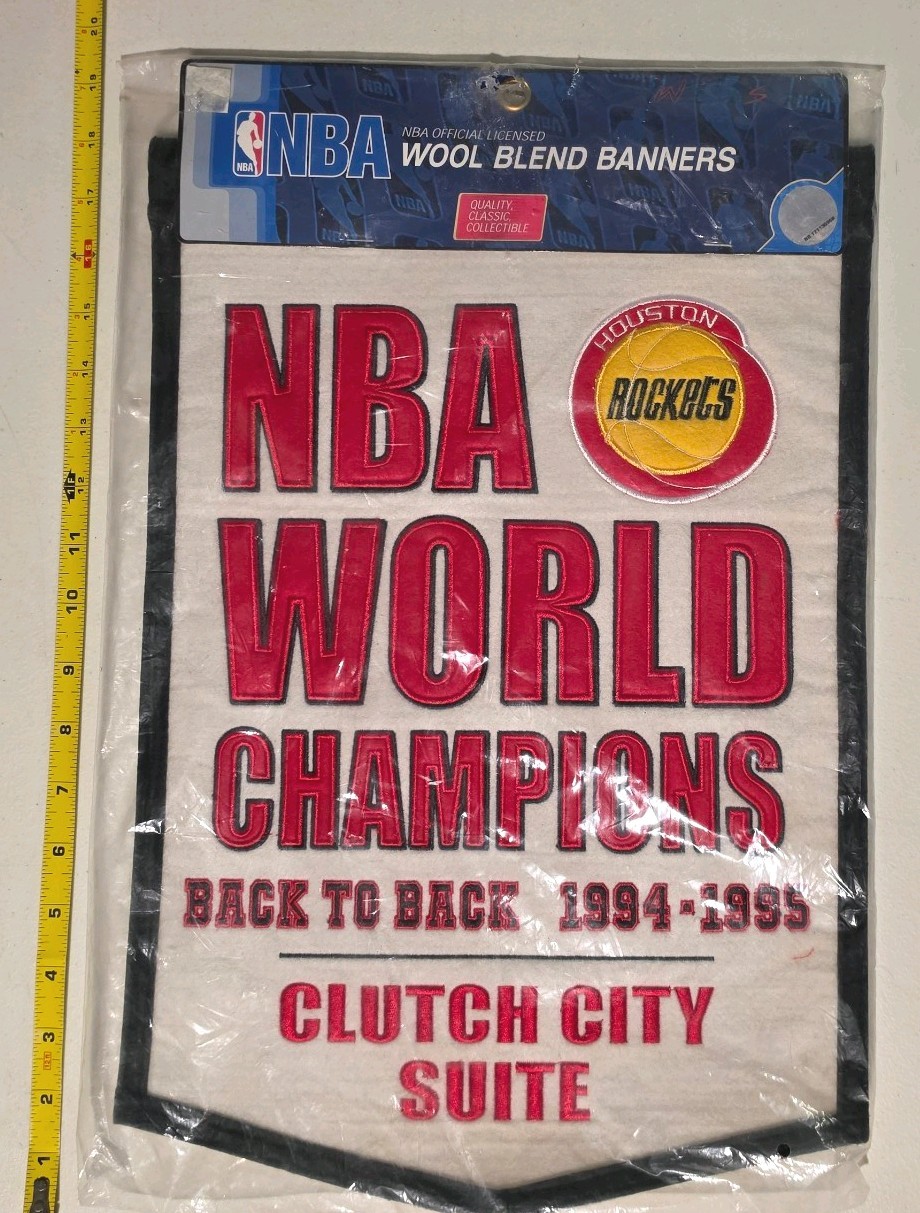 HTOWN RARE Champion ROCKETS 1994 / 1995 Back To Back NBA Championship Banner