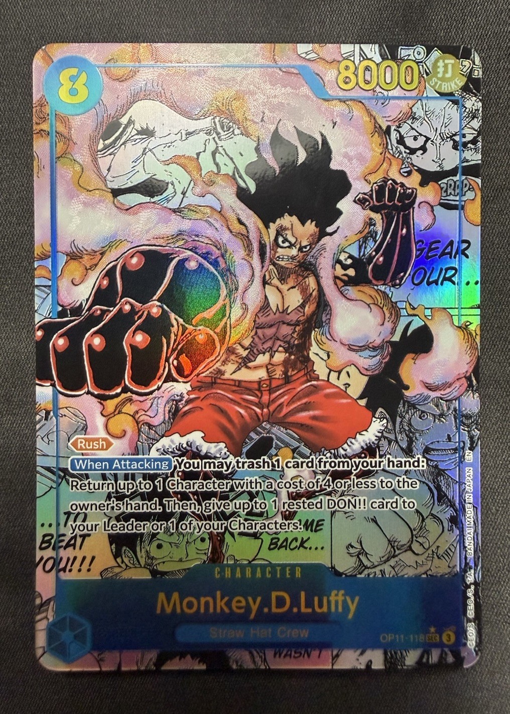 One Piece CCG Monkey.D.Luffy Manga Alt Art Secret Rare Foil OP11-118 English