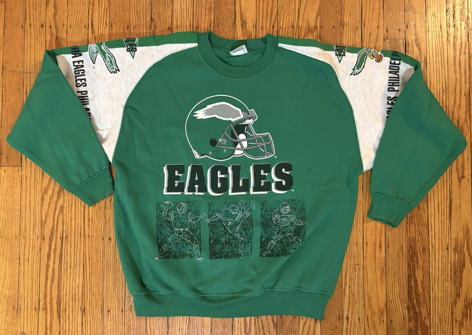 Vintage NFL Team Rated Philadelphia Eagles Kelly Green Crewneck Sweatshirt Sz XL