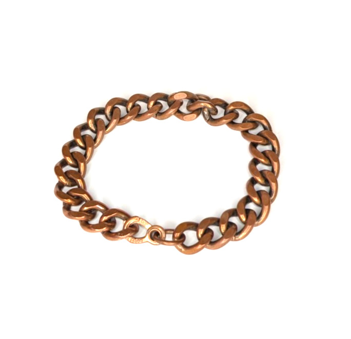 Vintage Heavy 60g Solid Copper Curb Cuban Link Chain Bracelet Stamped 8\