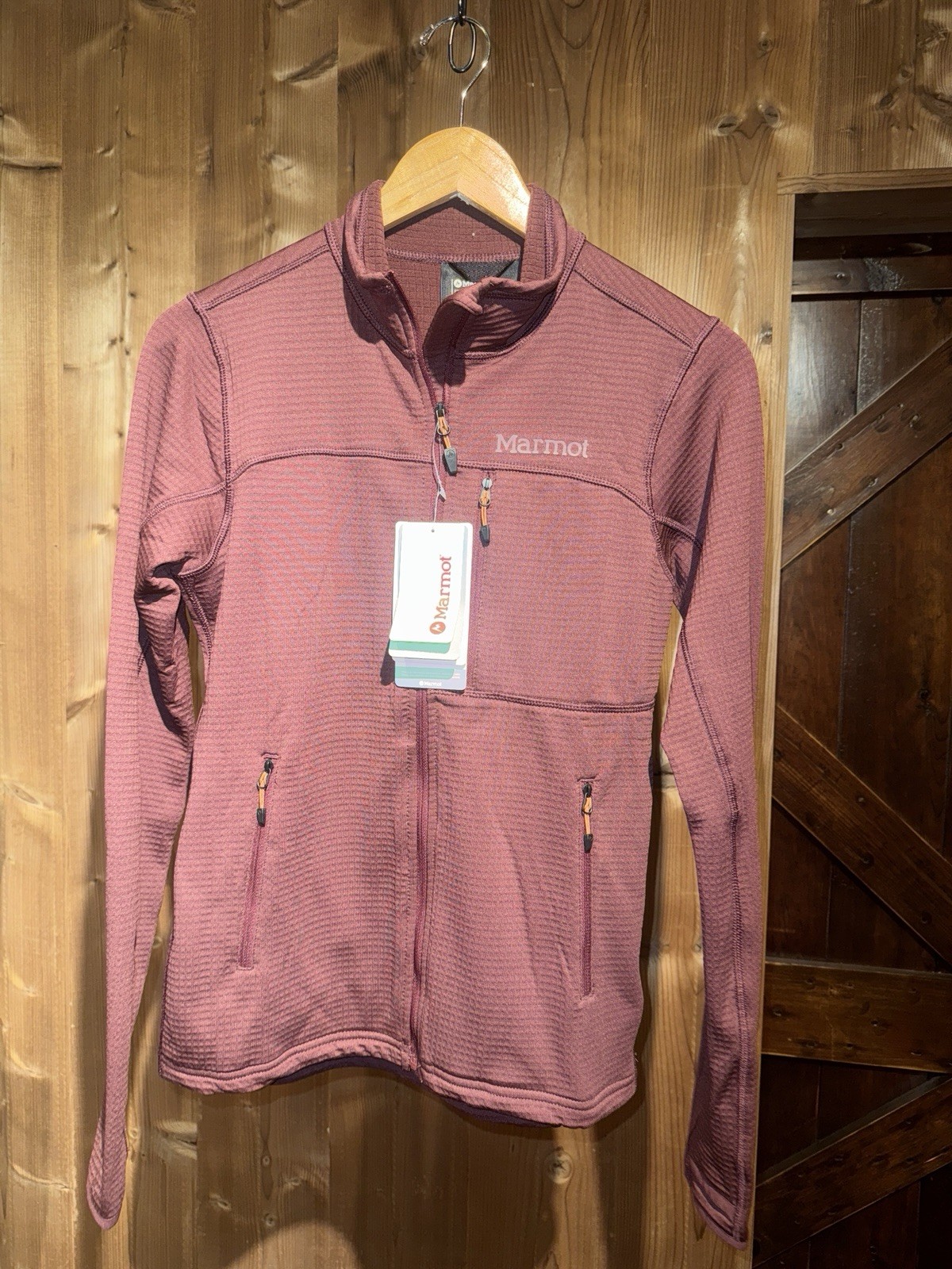 Marmot Women’s Preon Jacket Small Port Royal Red Full Zip Grid Fleece NWT