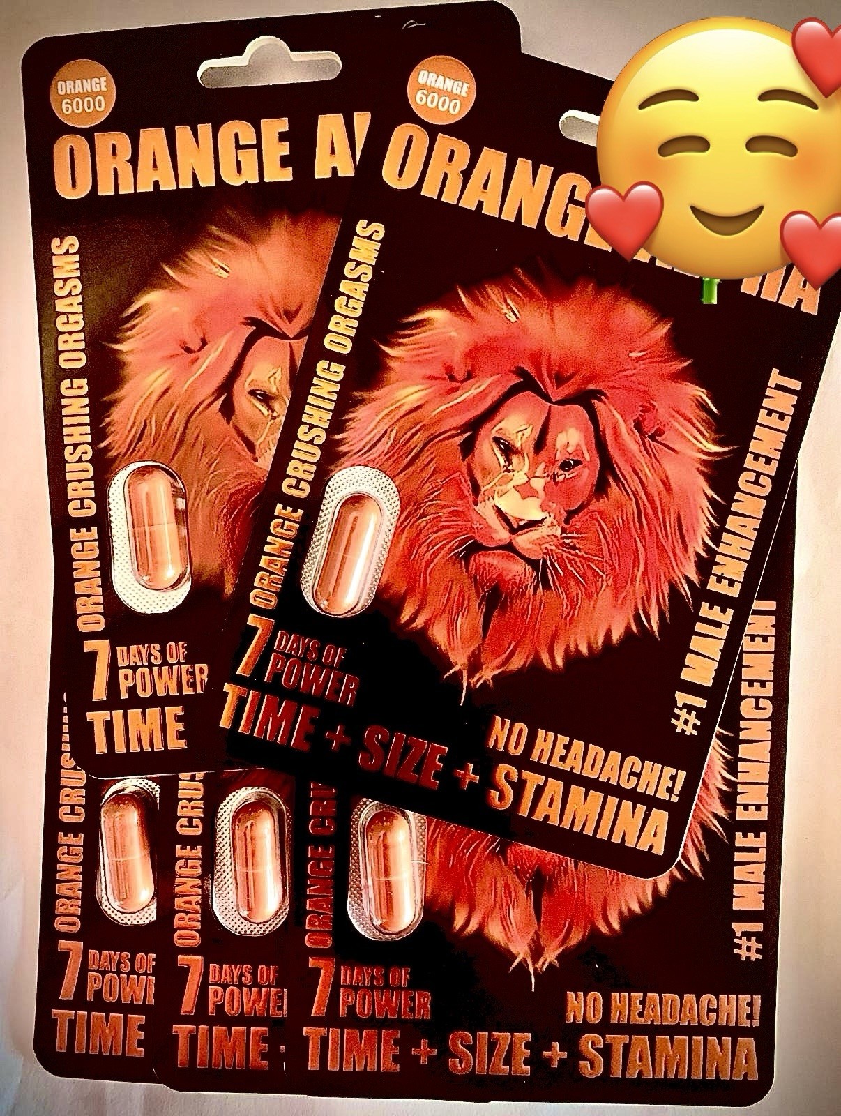 Orange Alpha 6000 Mens Sex Enhancer Pills, 5 Packs + Free Sample Orange Alpha 6000 Mens Sex Enhancer Pills, 5 Packs + Free Sample