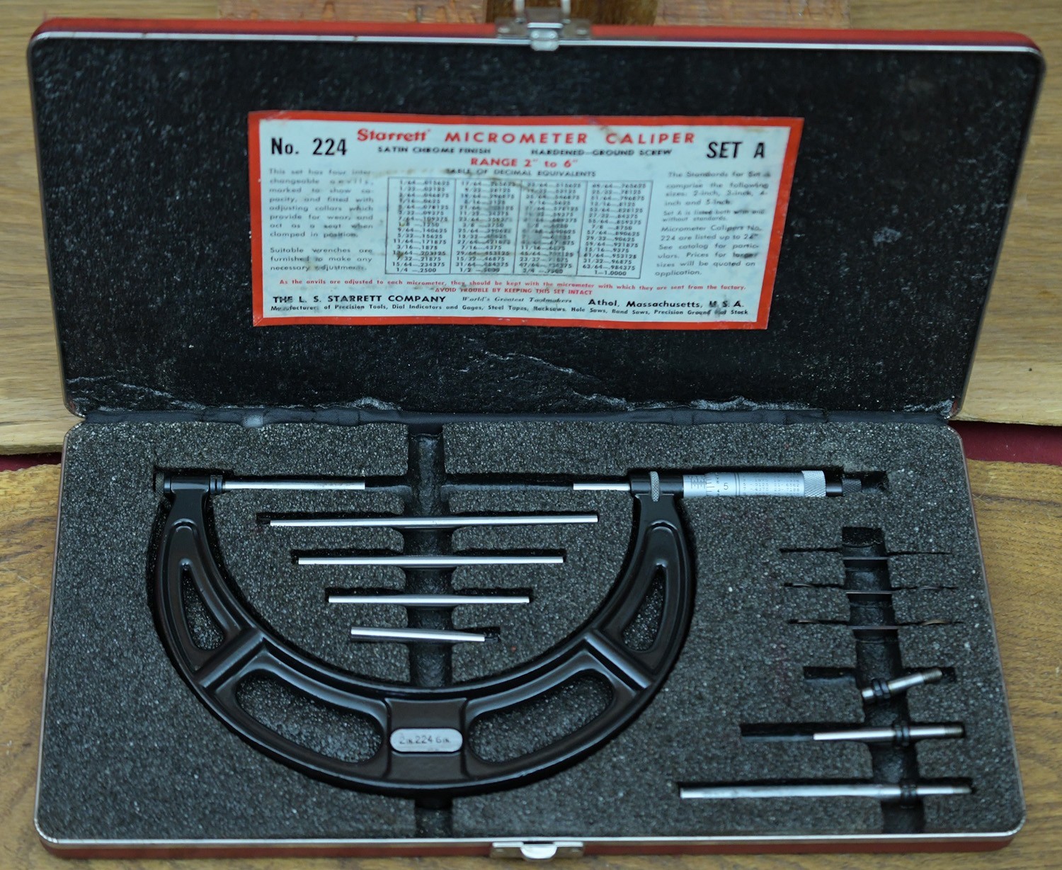 The L.S. Starrett Co. No. 224 Set A 2-6