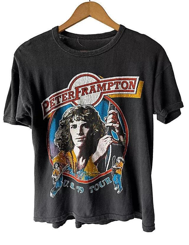 Vintage 1970\'s Peter Frampton Concert Shirt Classic Black Unisex S-5XL