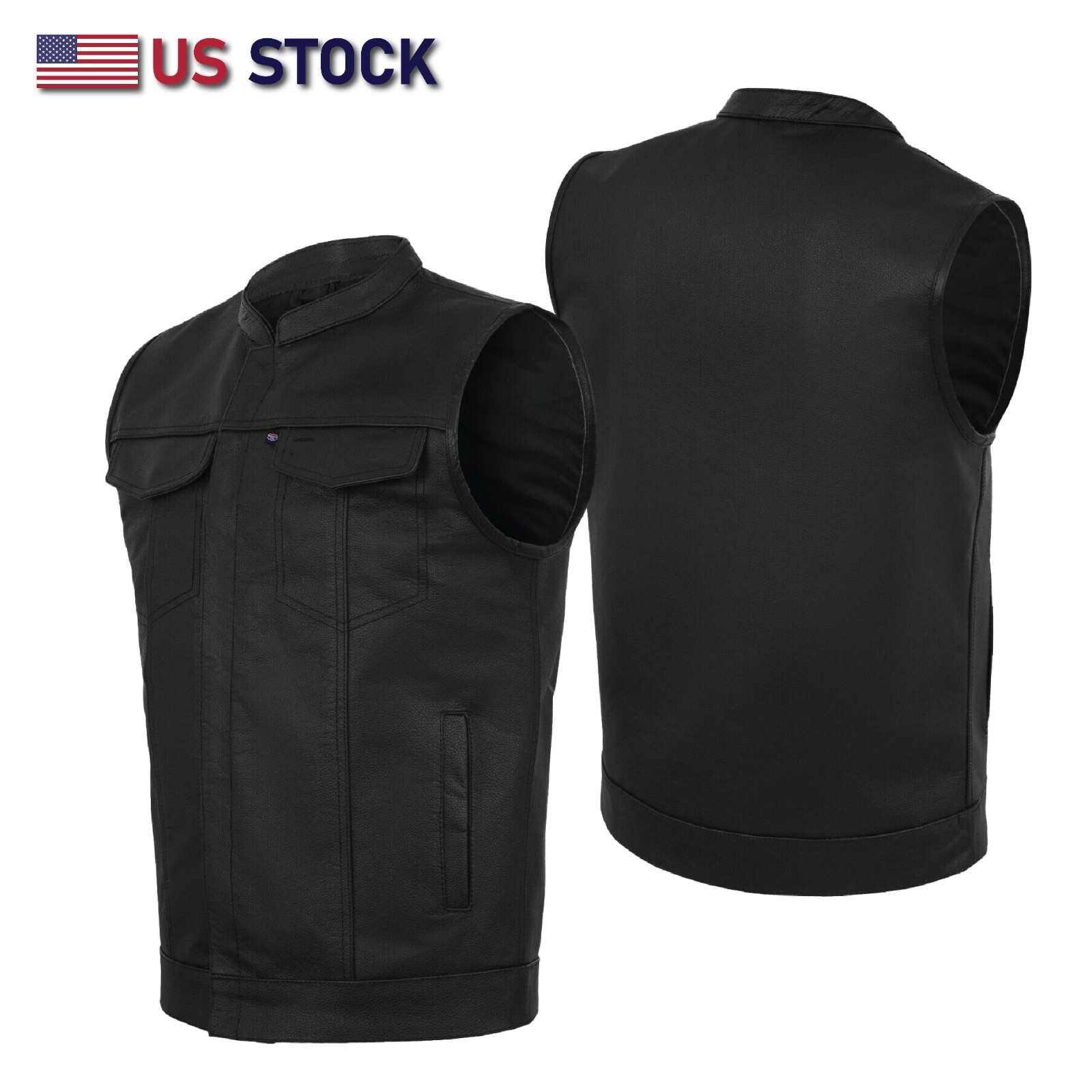 SOA Men\'s Leather Vest Anarchy Motorcycle Biker Club Concealed Carry Outlaws