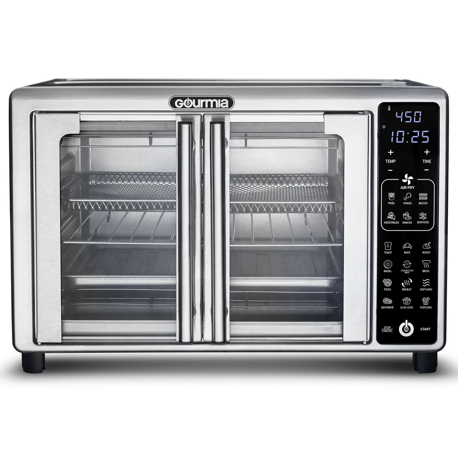 Gourmia French Door 6-Slice Digital Toaster Oven Air Fryer 19 One-Touch Presets