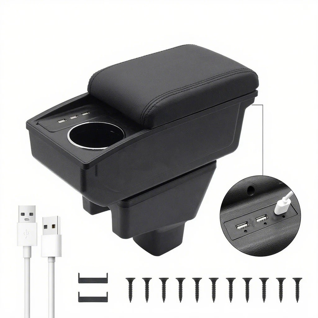 Double layer Armrest Box For SUZUKI SX4 2006-2018 Center Storage Box With 6 USB