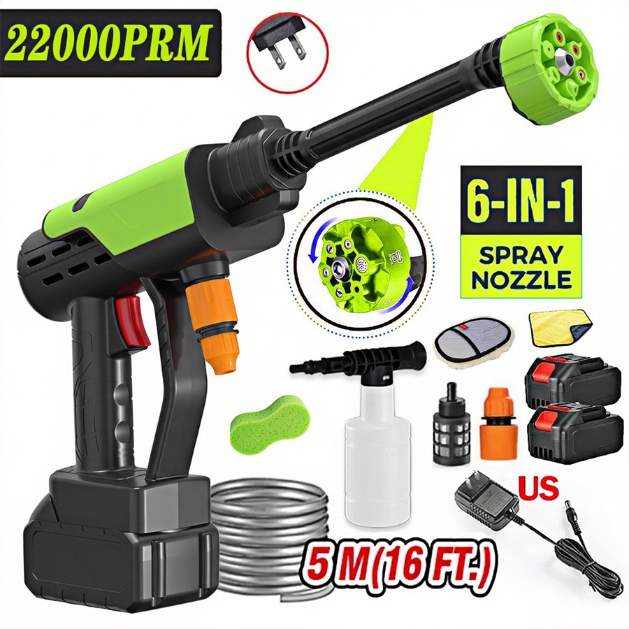 750 PSI Hidrolimpiadora Inalámbrica 6 en 1, Hidrolimpiadora Portátil 2 Baterías