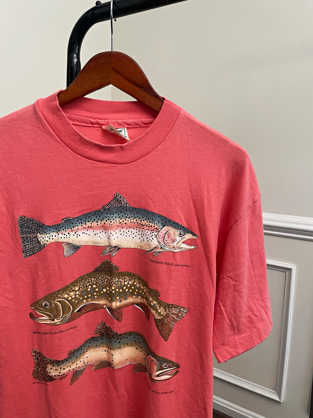 Vintage 80s 90s L.L.Bean Trout  Harborside Graphic Print T Shirt Mens XL Rare
