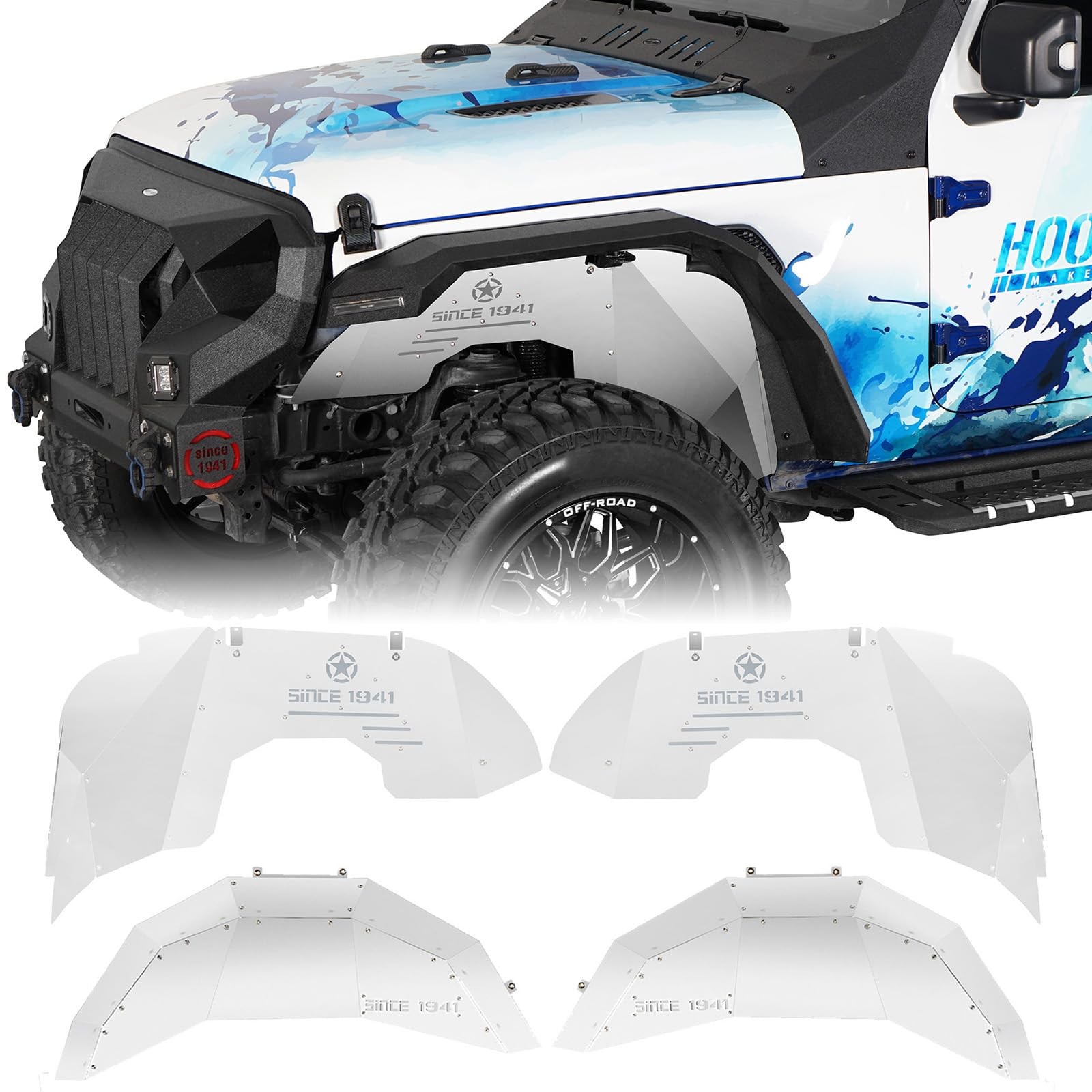 Aluminum JL Inner Fender Liners for Jeep Wrangler JL 2018-2026 2/4 Doors 4PCS