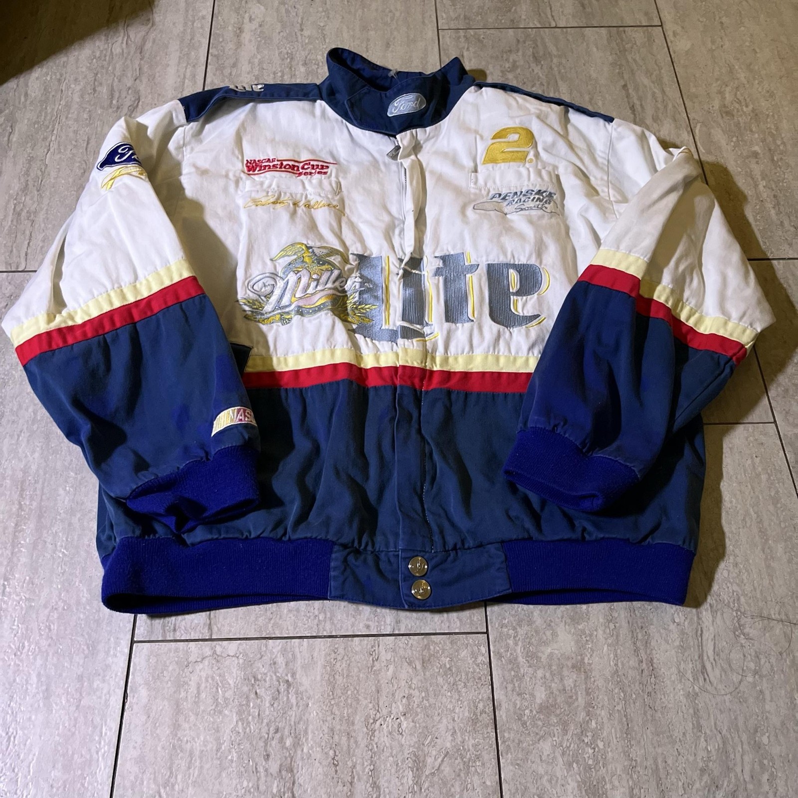Vintage Miller Lite Racing Jacket Mens Large NASCAR Rusty Wallace #2 Chase