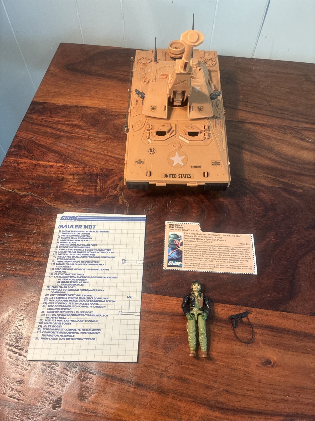 G.I. Joe Mauler MBT Tank 100% Complete w/ Plans, Heavy Metal w Card No MIC ARAH