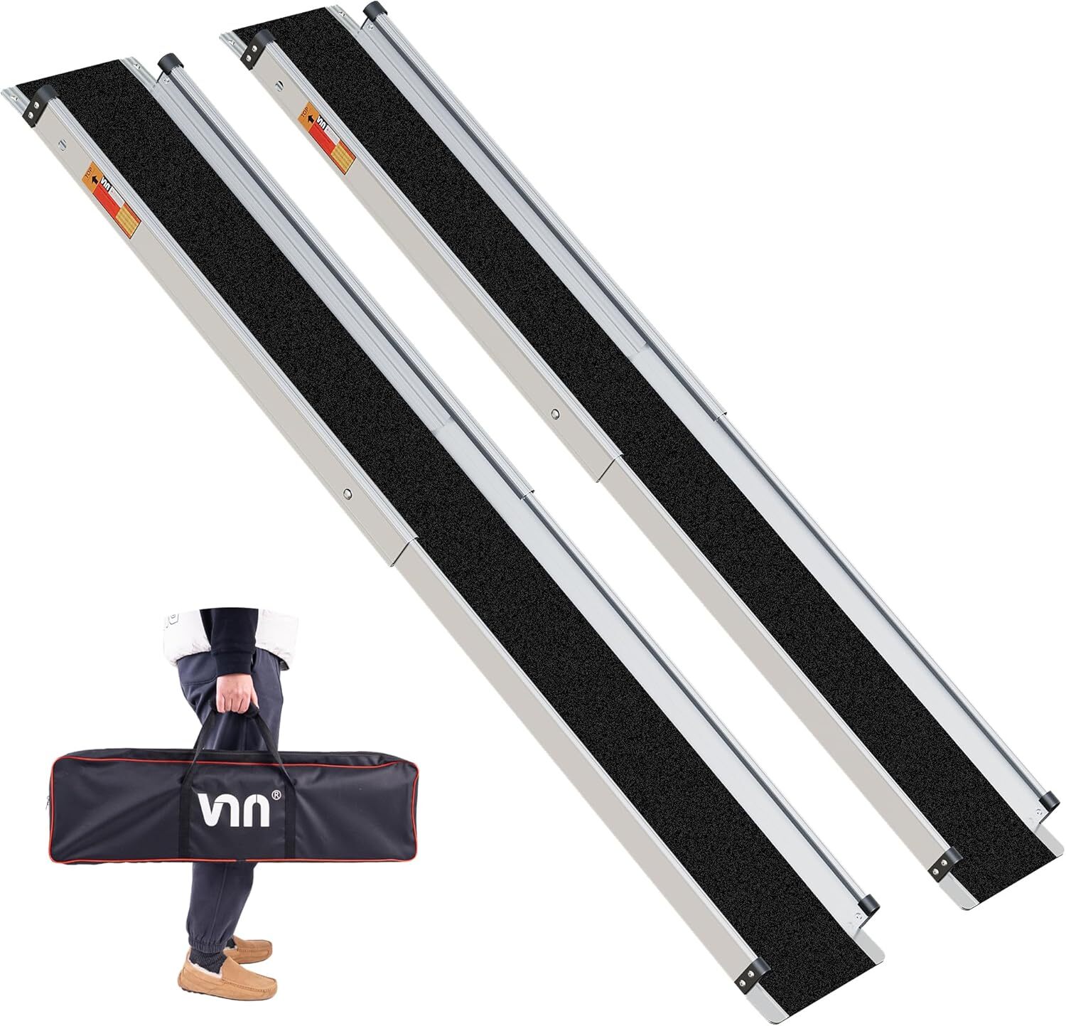 2 PCS Telescopic Aluminum Alloy Wheelchair Ramp 3-5Ft Mobility Ramp 600Lbs Black 2 PCS Telescopic Aluminum Alloy Wheelchair Ramp 3-5Ft Mobility Ramp 600Lbs Black