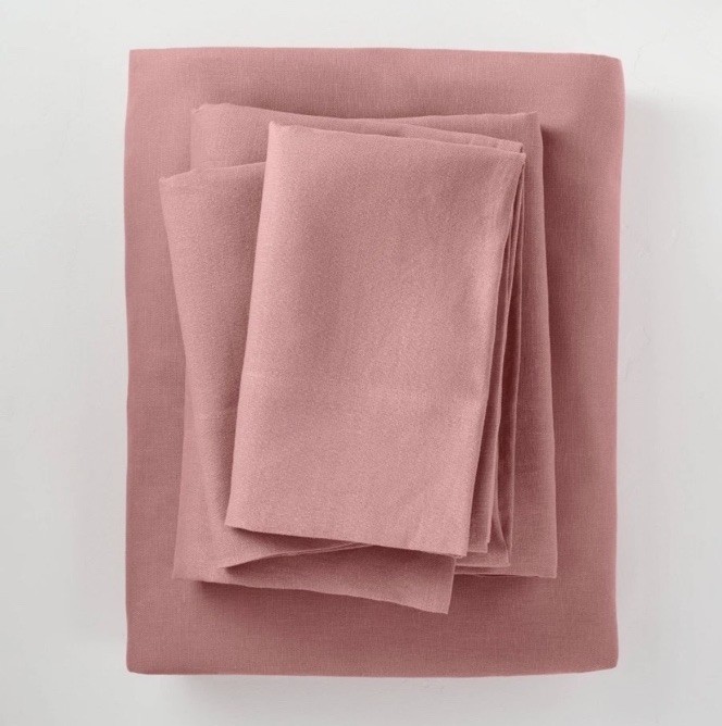 NEW Casaluna™ Full 100% Washed Hemp Solid 4 pcs Sheet Set Rose EcoFriendly SOFT NEW Casaluna™ Full 100% Washed Hemp Solid 4 pcs Sheet Set Rose EcoFriendly SOFT