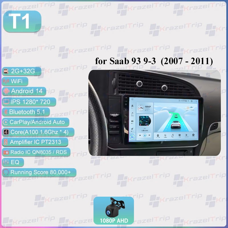 Car Radio Carplay for Saab 93 9-3 2007 - 2011 8 Core 64G Android Stereo GPS FM