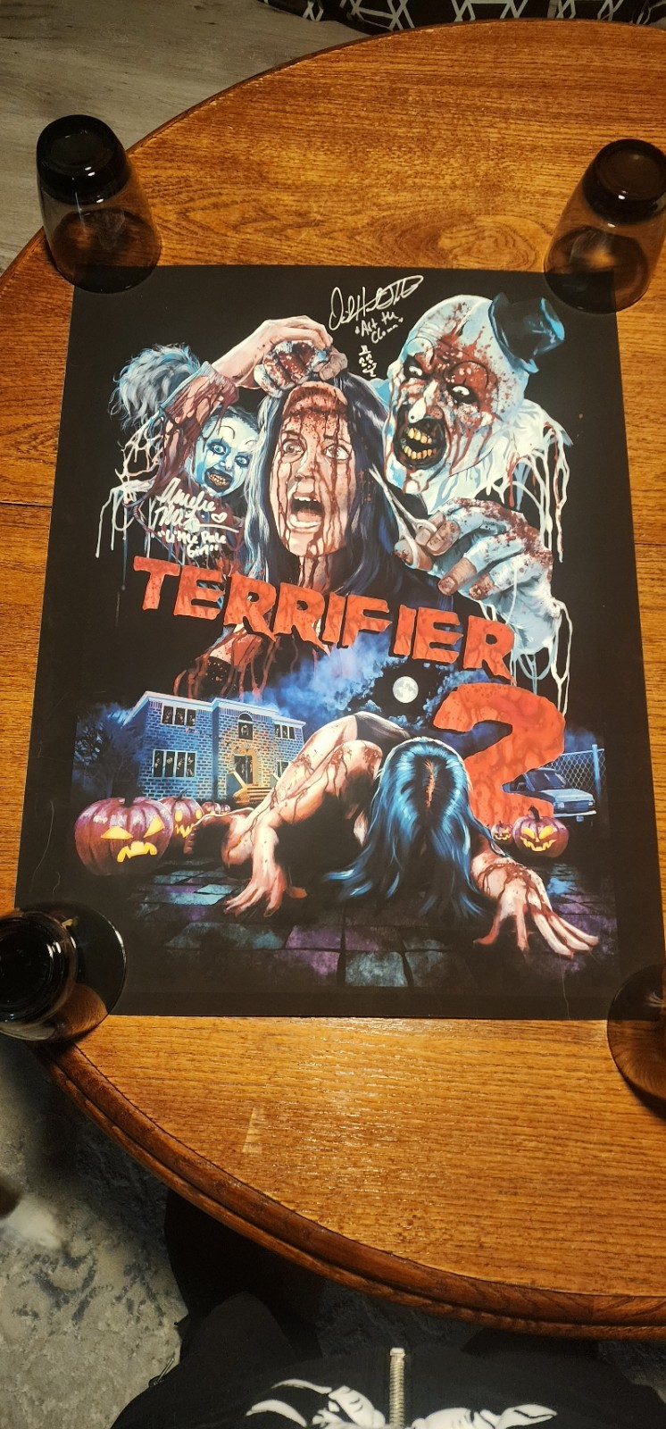 18x24 Signed X2 Terrifier 2 David Howard Thornton And Amelie McLain 18x24 Signed X2 Terrifier 2 David Howard Thornton And Amelie McLain